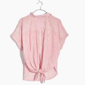 Madewell Central Tie-Back Shirt in Rose Stripe